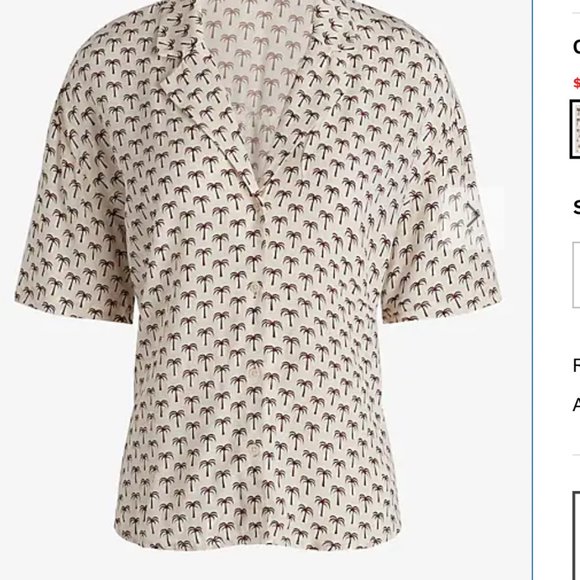 Express Printed Short Sleeve Button Up - Picture 5 of 6
